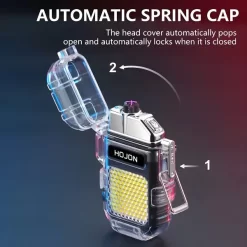 2 in 1 Transparent COB LED Flashlight with Rechargeable Electric Lighter – Bright, Portable & Multipurpose