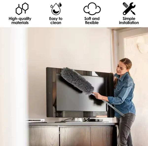 AMOS Telescopic Feather Duster With Washable 5 Piece Kit Extendable Pole Microfiber Cloths Dust Brush Blue - View #4