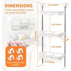 Over Toilet Storage Rack Self Adhesive Toilet Shelf Bathroom Organizer Shelf Above Toilet Shelf Bathroom Storage Bathroom Shelves Over Toilet Laundry Shelf Above Toilet Shelf, 3 Tier White