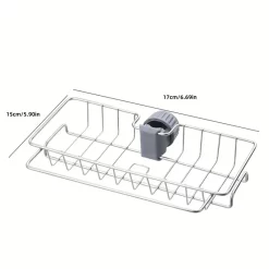 Stainless Steel Kitchen Sink Organizer Rack - Space-Saving Faucet Holder for Sponges, Soap, Towels, and Utensil