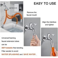 360° Flexible Extension Hose Tube Connector - Adjustable Faucet Sprayer for Easy Cleaning 360° Flexible Extension Hose Tube Connector - Adjustable Faucet Sprayer for Easy Cleaning