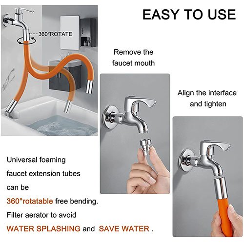 360° Flexible Extension Hose Tube Connector - Adjustable Faucet Sprayer for Easy Cleaning 360° Flexible Extension Hose Tube Connector - Adjustable Faucet Sprayer for Easy Cleaning - Image 4