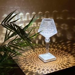Crystal Diamond Table Lamp - Touch Control LED with Color Changing Light, Rechargeable Acrylic Design for Bedroom, Living Room, Office, Bars, or Weddings