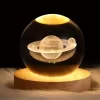 3D Crystal Ball Light - Glowing Planet Lamp with Wooden Base, Warm LED Astronomy Night Light for Home Decor Moon
