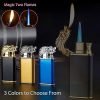 Magic Dual Flame Dragon Lighter Jet Flame Black, Golden & Blue