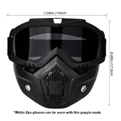 Goggle Mask Anti Scratch UV Protective Open Face & Eyewear Windproof Dirt Shield Adjustable Strap Soft Foam Padded Detachable for Cycling Bike Off Road Racing Riding Unisex