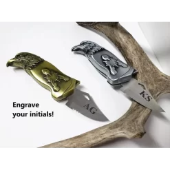 Eagle Head Knife Lighter – Refillable Windproof Butane Gas Lighter with Folding Blade