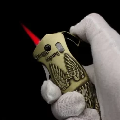 Eagle Head Knife Lighter – Refillable Windproof Butane Gas Lighter with Folding Blade