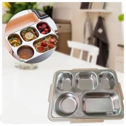 High Quality Stainless Steel Lunch Box with Airtight Lid, Spoon, Chopsticks & Mobile Holder
