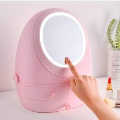 360 Rotating LED Mirror Makeup Organizer
