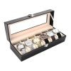 Premium PU Leather Watch Storage Box – Unisex Organizer with Lock & Transparent Display Window 6 Slots Premium PU Leather Watch Storage Box