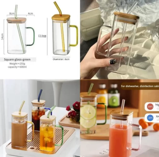 Glass Coffee Cup with Bamboo Lid and Straw Eco-Friendly & Stylish ...