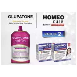 Glupatone GS-120 Whitening Emulsion + Homeo Cure Beauty Cream 2 Pcs – Skin Brightening Combo