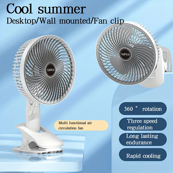 Portable Circulation Clamp Fan or Rechargable Table Fan with stand Portable Circulation Clamp Fan or Rechargable Table Fan with stand - Image 4