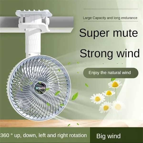 Portable Circulation Clamp Fan or Rechargable Table Fan with stand Portable Circulation Clamp Fan or Rechargable Table Fan with stand - Image 2