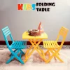 Kids Folding Table & Chair Set – 1 Table + 2 Chairs (Multi-Color)