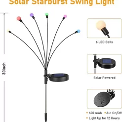 Home Page Alternative view of Solar Firefly Garden Lights – 6 LED Swaying Outdoor Decor - Multicolor