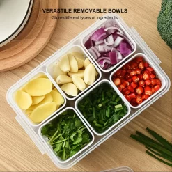 6 Grid Vegetable & Fruit Storage Box with Lid