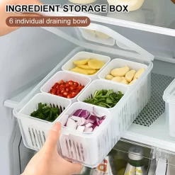 6 Grid Vegetable & Fruit Storage Box with Lid