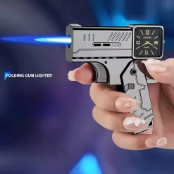 Refillable Gun Watch Lighter – Creative Folding Spray Gun Style