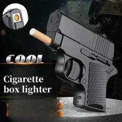Multi-Functional Gun Shaped Cigarette Box with Type-C Rechargeable Lighter