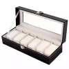 6 Slot Leather Watch Box & Jewelry Organizer – Display Case for Bracelets, Rings & More
