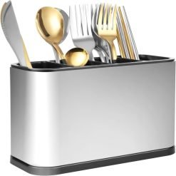 Stainless Steel Kitchen Utensils & Cutlery Caddy – Drainer & Organizer Stand