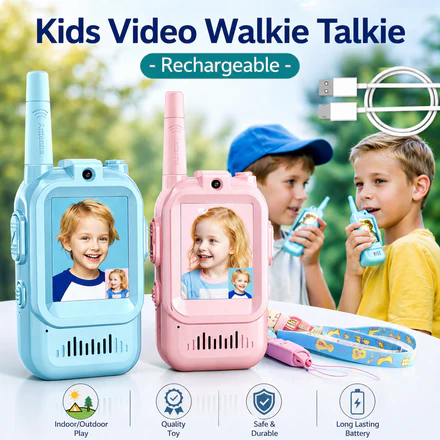 Kids Rechargeable Video Walkie Talkie Set with Camera & Two-Way Audio Kids Rechargeable Video Walkie Talkie Set with Camera & Two-Way Audio