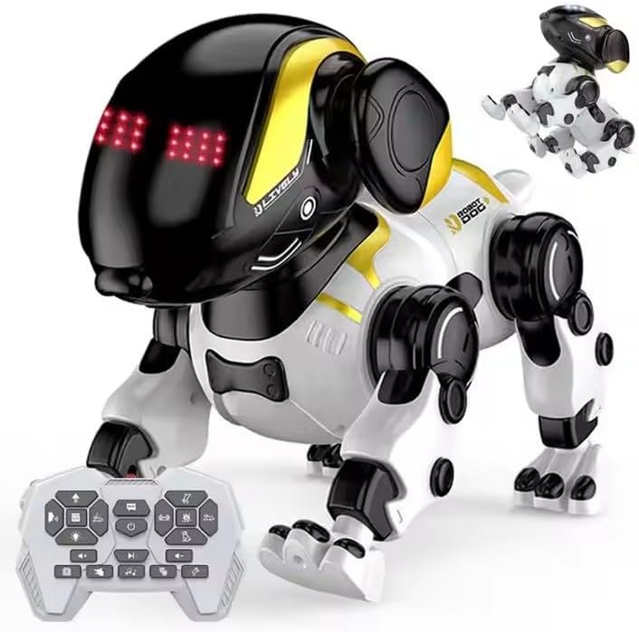 SM Smart Robot Dog Toy with Voice Control, Remote Control, LED Eyes, Rechargeable Battery, Multi-Function Interactive Pet, Walks, Dances, Sings SM Smart Robot Dog Toy with Voice Control, Remote Control, LED Eyes, Rechargeable Battery, Multi-Function Interactive Pet, Walks, Dances, Sings