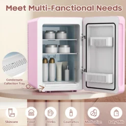 Portable mini fridge with mirror