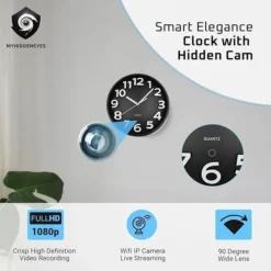 WiFi Spy Camera Wall Clock with Audio Recording & Long Battery Backup | Hidden Security Camera for Home & Office – Black WiFi Spy Camera Wall Clock