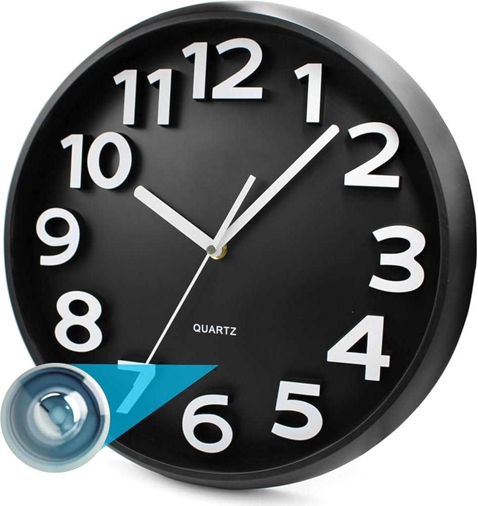 WiFi Spy Camera Wall Clock with Audio Recording & Long Battery Backup | Hidden Security Camera for Home & Office – Black WiFi Spy Camera Wall Clock