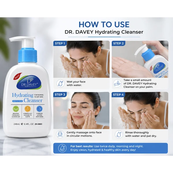 DR DAVEY Hydrating Cleanser – Gentle Face Wash for Normal to Dry Skin DR DAVEY Hydrating Cleanser