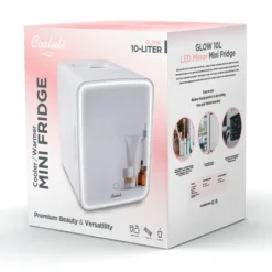 Portable mini fridge with mirror
