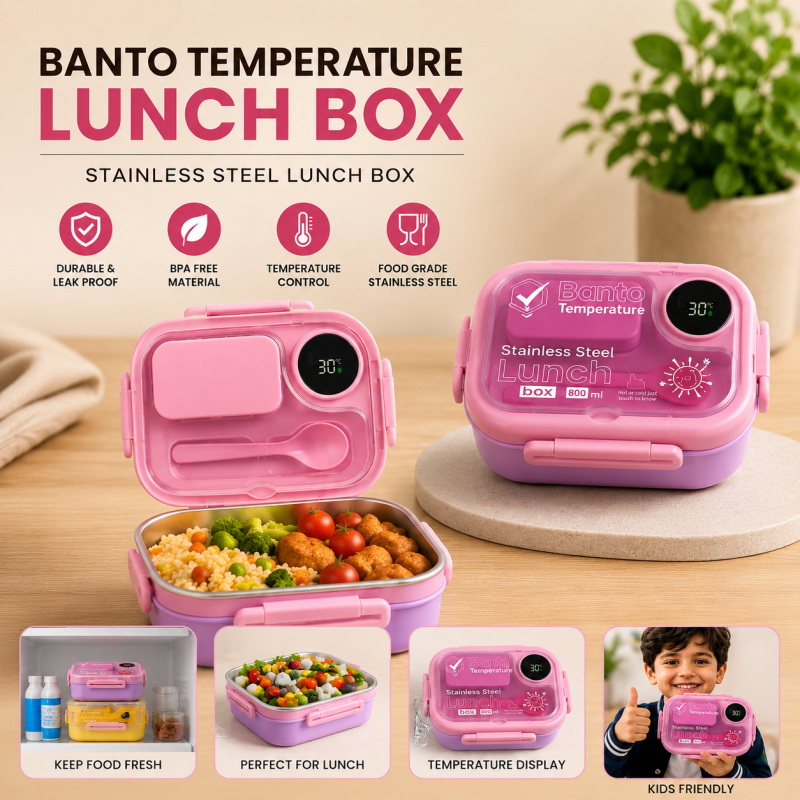 Banto Stainless Steel Lunch Box 800ml with Digital Temperature Display Banto Stainless Steel Lunch Box 800ml with Digital Temperature Display - Image 3