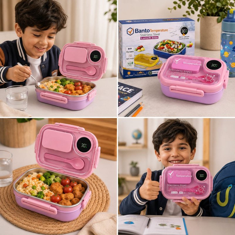 Banto Stainless Steel Lunch Box 800ml with Digital Temperature Display Banto Stainless Steel Lunch Box 800ml with Digital Temperature Display - Image 2