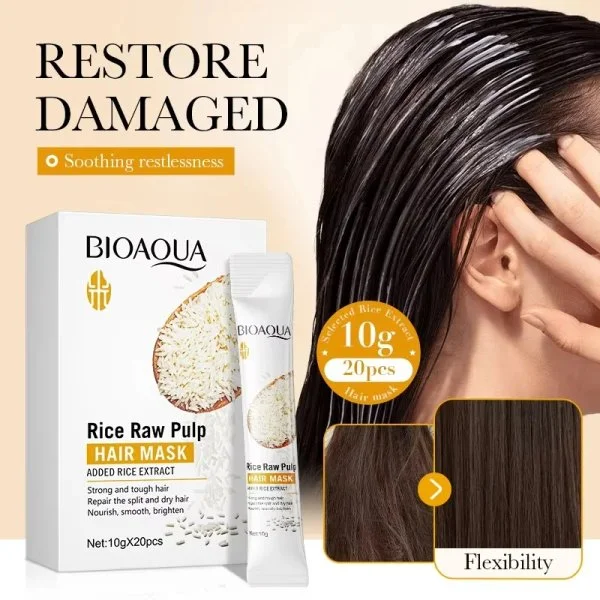 BIOAQUA Rice Hair Repair Mask 20 x 10g Sachets – Smooth, Soft & Frizz Control Hair Care BIOAQUA Rice Hair Repair Mask