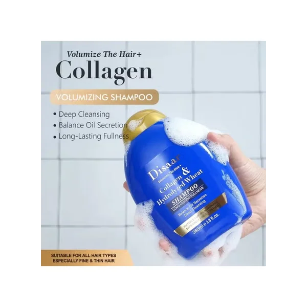 Disaar Collagen & Hydrolyzed Wheat Shampoo 385ml – Long-Lasting Hair Fullness Disaar Collagen & Hydrolyzed Wheat Shampoo