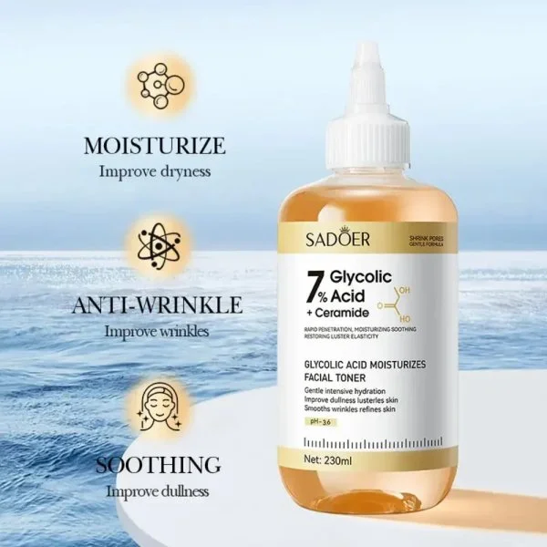 Sadoer 7% Glycolic Acid + Ceramide Facial Toner – 230ml Sadoer 7% Glycolic Acid