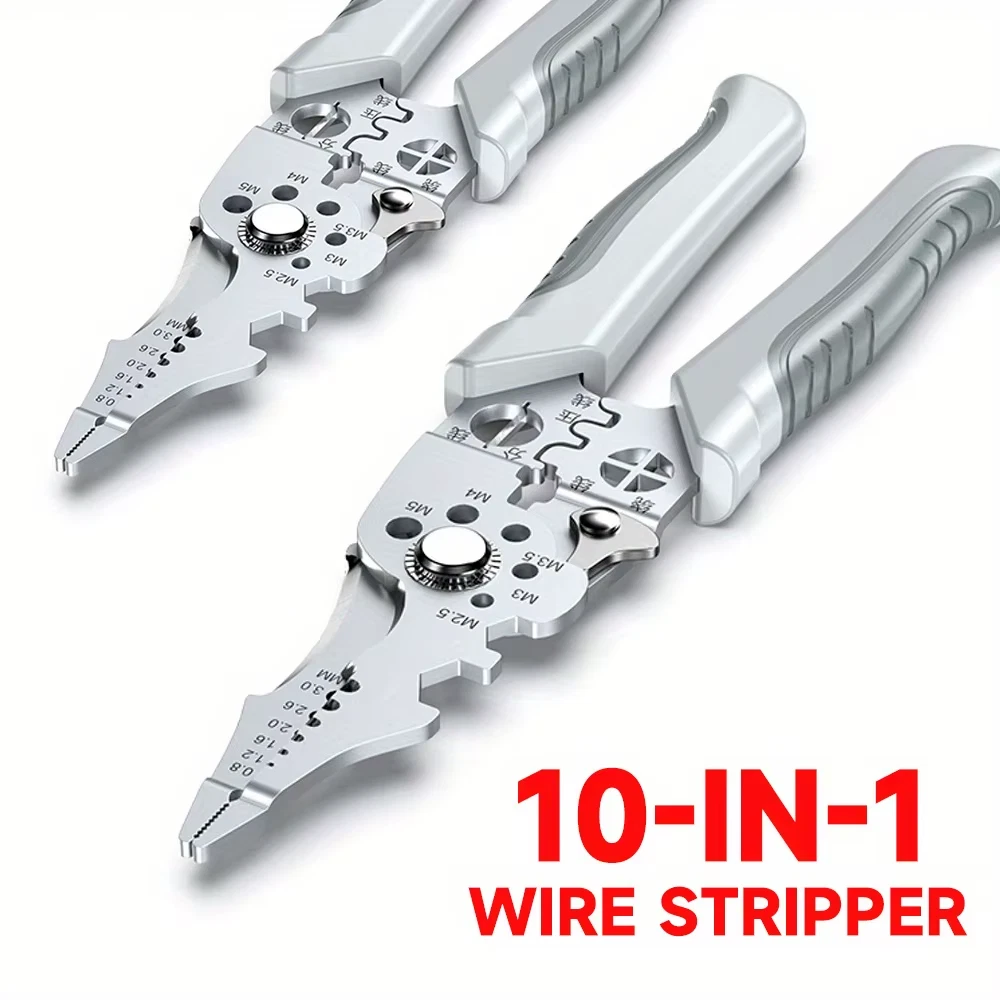 10-in-1 Professional Electrician Wire Stripper Pliers Heavy Duty Cable Cutting Crimping Tool Stainless Steel with Non-Slip Grip 10-in-1 Professional Electrician Wire Stripper Pliers Heavy Duty Cable Cutting Crimping Tool Stainless Steel with Non-Slip Grip