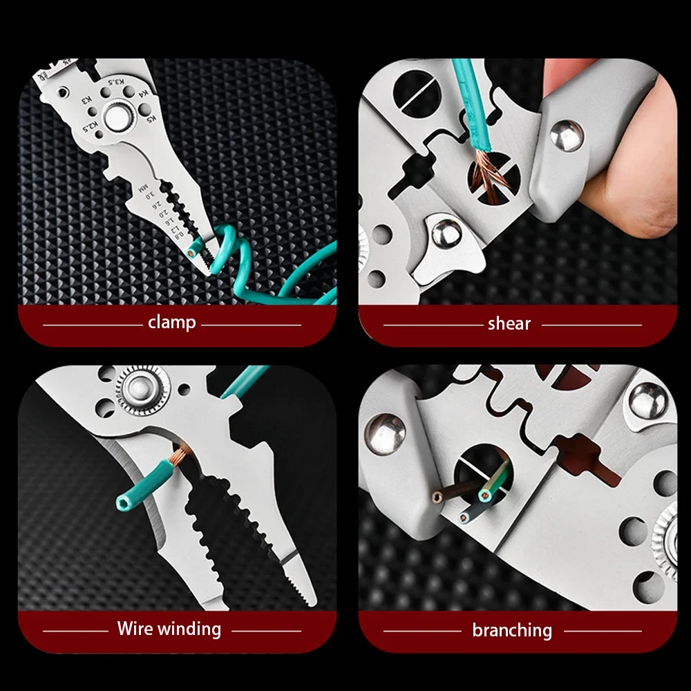 10-in-1 Professional Electrician Wire Stripper Pliers Heavy Duty Cable Cutting Crimping Tool Stainless Steel with Non-Slip Grip 10-in-1 Professional Electrician Wire Stripper Pliers Heavy Duty Cable Cutting Crimping Tool Stainless Steel with Non-Slip Grip - Image 4