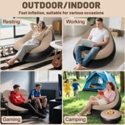 2Pcs Inflatable Folding Chair Sofa, Outdoor Sofa Bed with Footrest, Portable Folding Air Mattress 2Pcs Inflatable Folding Chair Sofa, Outdoor Sofa Bed with Footrest, Portable Folding Air Mattress - Image 4