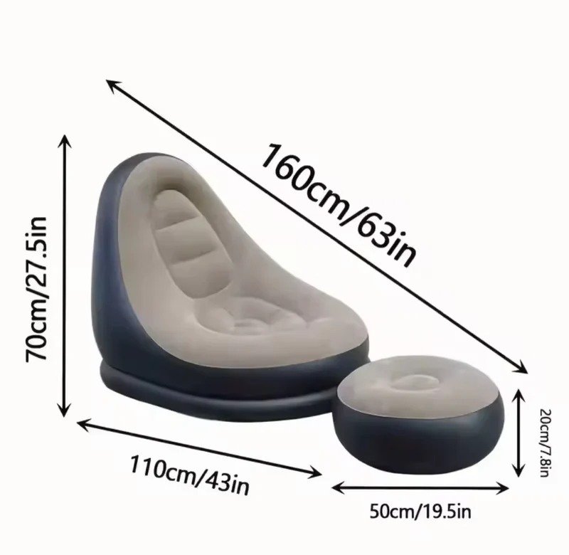 2Pcs Inflatable Folding Chair Sofa, Outdoor Sofa Bed with Footrest, Portable Folding Air Mattress 2Pcs Inflatable Folding Chair Sofa, Outdoor Sofa Bed with Footrest, Portable Folding Air Mattress - Image 3
