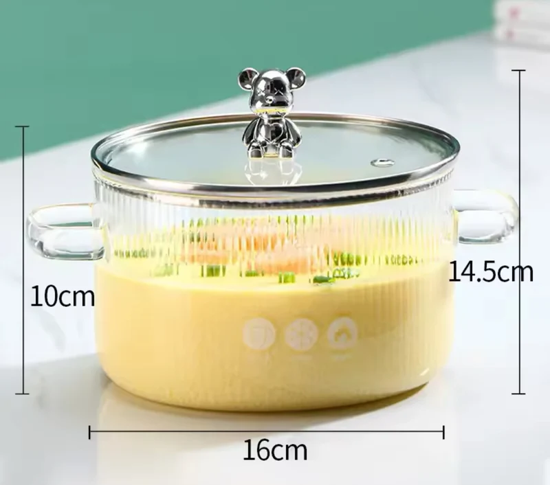 Bear Glass Cooking Pot, Large Capacity High Borosilicate Glass Clear Cooking Pot, Heat Resistant Sauce Pan Bear Glass Cooking Pot, Large Capacity High Borosilicate Glass Clear Cooking Pot, Heat Resistant Sauce Pan - Image 2