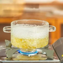 Bear Glass Cooking Pot, Large Capacity High Borosilicate Glass Clear Cooking Pot, Heat Resistant Sauce Pan Bear Glass Cooking Pot, Large Capacity High Borosilicate Glass Clear Cooking Pot, Heat Resistant Sauce Pan - Image 4