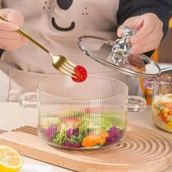 Bear Glass Cooking Pot, Large Capacity High Borosilicate Glass Clear Cooking Pot, Heat Resistant Sauce Pan Bear Glass Cooking Pot, Large Capacity High Borosilicate Glass Clear Cooking Pot, Heat Resistant Sauce Pan - Image 5