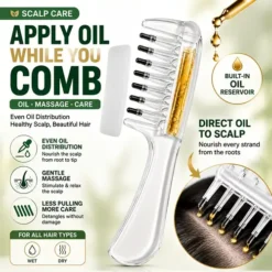 Crystal Hair Oil Applicator Comb – Scalp Massaging Oil Applicator Comb for Easy Hair Oil Application