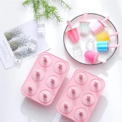 Silicone 6 Hole Popsicle Ice Cream Mold – Reusable DIY Ice Lolly Maker with Sticks, Homemade Ice Pop & Jelly Mold