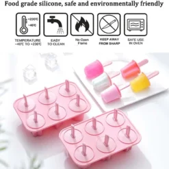 Silicone 6 Hole Popsicle Ice Cream Mold – Reusable DIY Ice Lolly Maker with Sticks, Homemade Ice Pop & Jelly Mold - Image 3