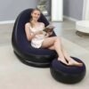 2Pcs Inflatable Folding Chair Sofa, Outdoor Sofa Bed with Footrest, Portable Folding Air Mattress